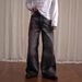 Unisex American Vintage Loose Fit Wide Leg Denim Jeans, Retro High-Street Cleanfit Style Comfortable Dropped Crotch Trousers_mkmklike.com