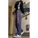 Men's Gradient Wash Vintage Jeans – High Street Baggy Straight-Leg Pants With Stretch Denim & Subtle Flare, Purple Ombre For Casual Streetwear_mkmklike.com