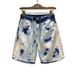 Men's Clothing Denim Shorts Men's Summer Thin Loose Snowflake Color Camouflage Blue Shorts Tie Washed And Worn Elastic Shorts_mkmklike.com