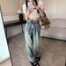 Plus-size Loose-fitting American Retro Straight-leg Jeans For Women, Autumn Wear, High-waisted, Slimming, Stylish_mkmklike.com