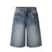 KISKO American High Treet Deign Lightning Pattern Wahed Denim Hort For Men' Ummer Looe Traight Leg Cropped_mkmklike.com