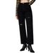 Women's Clothing Jeans Black Ripped Washed Straight Jeans_mkmklike.com