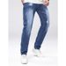 Men's Trendy Blue Stretch Denim Jeans Street Style Casual Ripped And Distressed Trousers Fashionable Clothing_mkmklike.com