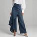 Women's Loose Casual Fashionable Denim Pants Button Down Long Hem Solid Color Genuine New_mkmklike.com
