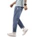 Large Size Jeans Men's Loose Elastic Pants Men's Summer Trendy Plus Fat Plus Size Nine-point Harlan Jeans_mkmklike.com