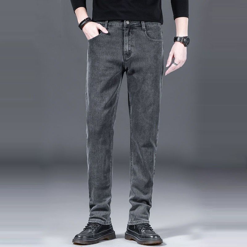 Men's Slim Straight Leg Jeans Summer Thin Trousers Denim Clothing_mkmklike.com