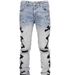 Men's Clothing Ripped Print Stretch Jeans Bone Print Trend New Style One Piece Replacement_mkmklike.com