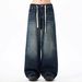 Men's Vintage Straight-Fit Jeans – Stretch Waist, Classic Washed Denim, Relaxed Comfort For Casual & Streetwear_mkmklike.com