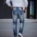 Plus Size Men's Stretchy Jeans High Street Trendy Business Style Long Pants_mkmklike.com