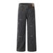 Unique Design Double-Cuff High-Waist Denim Pants Men's Punk Trend Washed Ripped Loose Straight-Leg Trousers_mkmklike.com