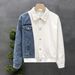 Men's Stylish Denim Patchwork Jacket - Trendy Casual Coat With Unique Design, Comfortable & Fashionable For Autumn_mkmklike.com