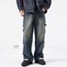 Men's Summer Trendy High-Waist Straight-Leg Jeans Hip Hop Style Personalized Letter Print Streetwear Trousers_mkmklike.com