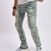 Ripped Men's Jeans With Whiskered Fabric, Stylish Stretch, Loose Fit, Wide-Leg Casual Men's Trousers_mkmklike.com