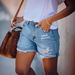 Women's Clothing Street Fashionista Ripped Straight Pants Women's Wide Leg Denim Shorts_mkmklike.com