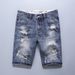 Men's Clothing Worn And Ripped Denim Shorts Youth Comfortable Slim Fit Simple Denim Shorts_mkmklike.com