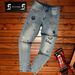 Men's Clothing High End Slim Fit Men's Jeans Ripped And Patched Blue Embroidered Trendy Fashionable Spring Summer Trousers_mkmklike.com