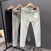 "Slim-Fit Stretch Jeans – Tailored Cropped Denim For Modern Minimalists (28-36, Dark Wash/Black)"_mkmklike.com