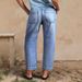 Women's High-Stretch Relaxed Fit Denim Pants – Distressed Wash & Comfortable Everyday Jeans_mkmklike.com