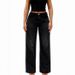 Women's Relaxed Straight Leg Jeans – Loose Fit Wide Leg Denim Pants, High Stretch, Vintage Wash (Dark Blue/Light Blue/Black/White)_mkmklike.com