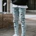 Men's Clothing high quality men's worn out stretch jeans skinny jeans men's jeans_mkmklike.com