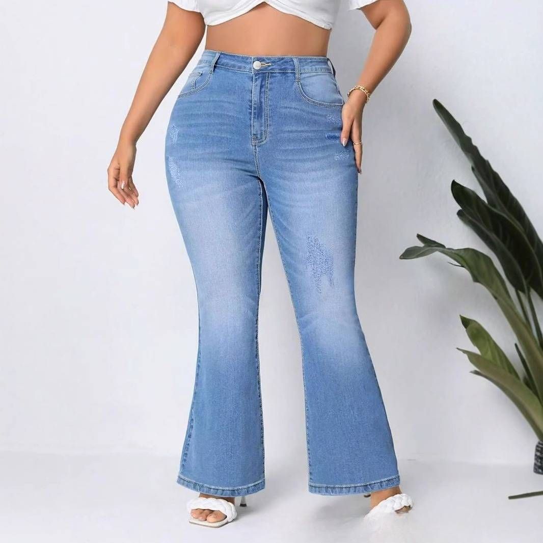 Women’s Clothing Traceable Denim Flared Pants Overseas Warehouse_mkmklike.com