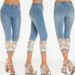 Women’s High-Waisted Stretch Denim Capri Pants – Slim Fit, Lace Trim, Wash Effect (S-5XL, White/Black/Light Blue)_mkmklike.com