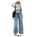 Minghai Vintage Distressed Wide-Leg Jeans For Women, 2025 Autumn New Style, Straight Loose Floor-Length Pants_mkmklike.com