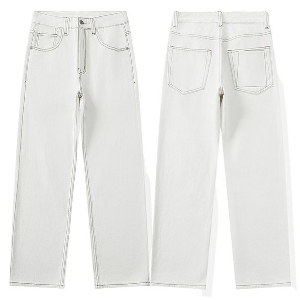 Clean Fit White Jeans For Men - Streetwear Style Straight Leg Denim Pants, Comfortable Cotton Slim Fit (28-40)_mkmklike.com