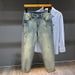 Men's Clothing Men's Slim Fit Stretch Washed Jeans - Vintage Yellow Straight Leg Ripped Denim Pants For Casual Wear Vintage Yellow Straight Leg_mkmklike.com