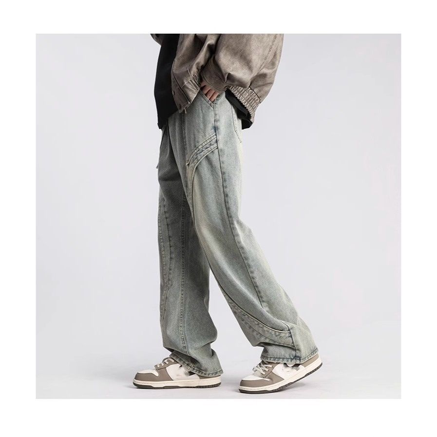 Men's Slim Fit Workwear Jeans High Street Style Trendy Casual Trousers Versatile Denim Pants_mkmklike.com