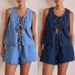 Summer Fashion Casual Sleeveless Lace Up High Waist Women's Vest Denim Suit Shorts_mkmklike.com