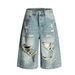High-Waisted Straight Leg Distressed Denim Capri Pants Flowy Fit Casual Summer Shorts American Streetwear for Men And Women plus Size_mkmklike.com