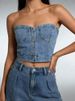 K Sexy And Fashionable Slim Fit Waist Cinched Short Denim Vest For Women_mkmklike.com