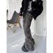 Men's Clothing Retro Old Wasteland Style Vintage Washed Distressed High Street Jeans For Men - Retro Wide Leg Trousers With Wrinkled Texture_mkmklike.com