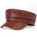 Hot Sale Ladies New Trendy Casual Pu Leather Flat Top Beret Women Men Octagon Hat Hot Sale_mkmklike.com