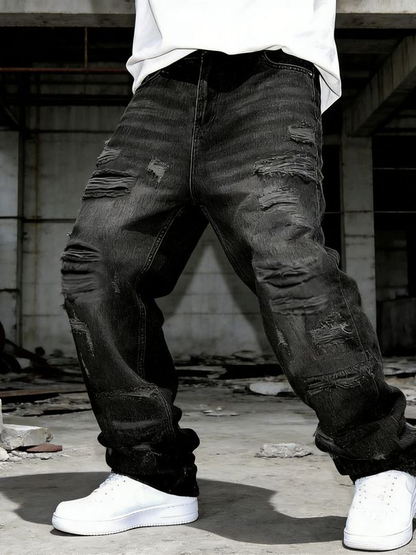 Men's Y2K Retro Cool Casual Patchwork Straight Leg Loose Pants New Fashion_mkmklike.com