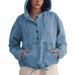 Women's Fashion Denim Hoodie Jacket Buttoned Pullover Sweatshirt Tops European American Style 2025 Trendy Clothing_mkmklike.com