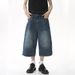 Men's Clothing Baggy Jeans Summer Loose Silhouette Washed Retro Distressed Seven Point Straight Denim Shorts_mkmklike.com