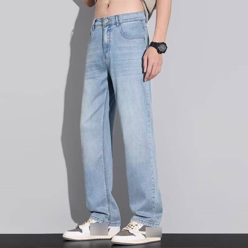 Cleanfit Washed Straight Leg Jeans For Men – Summer Lightweight Denim Pants With Ice Silk Cooling Tech (28-38, Vintage/Blue/Deep Blue)_mkmklike.com