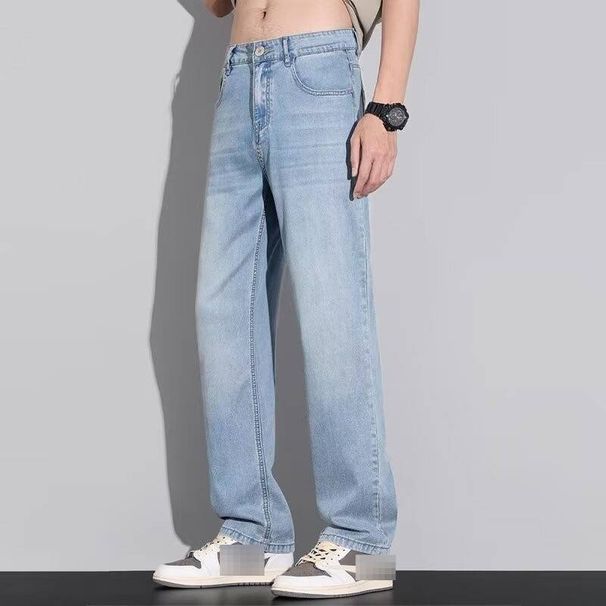 Cleanfit Washed Straight Leg Jeans For Men – Summer Lightweight Denim Pants With Ice Silk Cooling Tech (28-38, Vintage/Blue/Deep Blue)_mkmklike.com