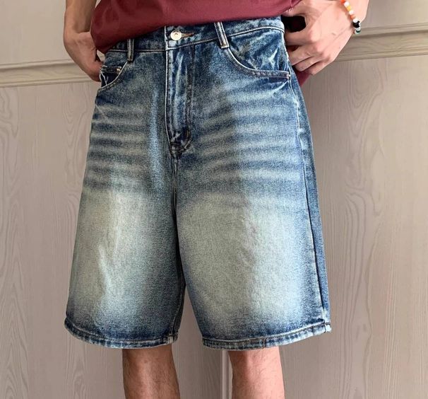 Retro Washed Distressed Denim Shorts Wide Leg Five Point Pants High End American Style For Men And Women New Summer Style Versatile_mkmklike.com