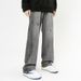Nordmann Charcoal Gray Jeans For Men Loose Straight New Casual American Style Trendy High Street Cool Wide-Leg Pants_mkmklike.com