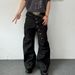 Vintage Western Button-Fly Jeans – High Street Relaxed Wide-Leg Pants For Men, Oversized & Long (Black, S-XXXL)_mkmklike.com