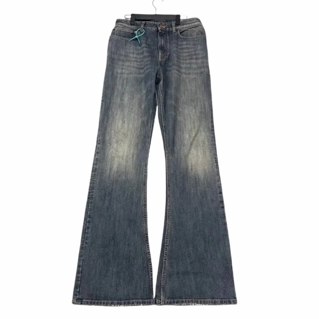 Men's Clothing Men's Parisian Blue Slub Denim Jeans - Bootcut Vintage Wash Pants (Tailored Silhouette)_mkmklike.com