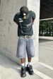 Men's Y2K Distressed Denim Shorts - Vintage Washed Jeans Shorts With SSSPatchwork & Letter Print_mkmklike.com