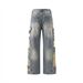 Men's Cleanfit Distressed Ripped Jeans, Baggy Bootcut Trousers With Destroyed Details For Summer High Street Style_mkmklike.com