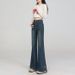Plus-size Women Can Wear Slightly Flared Jeans That Don't Cling To The Legs, High-waisted, Slimming, Stretchy, With Side_mkmklike.com