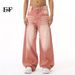 EF JEANS | 2024 New, American Street White Straight Wide Leg Red Washed Jeans Tide_mkmklike.com