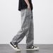 Men's Clothing Loose Straight Personalized Laser Burnt Flower Jeans Street Loose Straight Casual Trousers_mkmklike.com