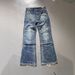 Patchwork Bootcut Slightly Flared Jeans Men's Clothing Denim Washed Blue Parisian Demna Style_mkmklike.com
